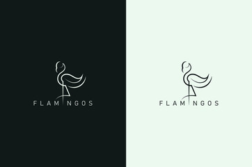 Minimal Flamingo Logo, Line Art Flaming Logo.
