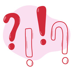 Doodle style question symbol and exclamation mark. Text symbols.