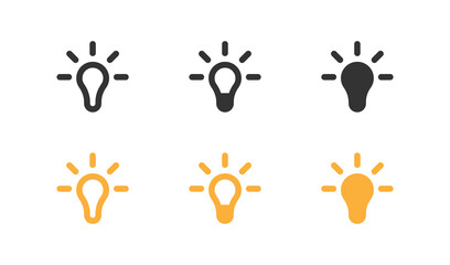 Bulb icon. Lamp symbol. Lightbulb sign, black and outline in vector flat