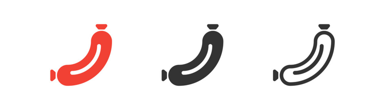 Sausage icon. Isolated sousage silhouette sign. Bbq line symbol in vector flat