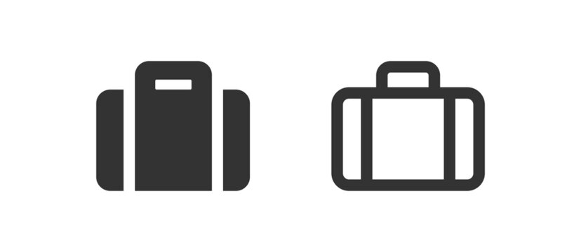 Baggage icon. Luggage symbol. Suitcase sign, outline. Travel bag case in vector flat
