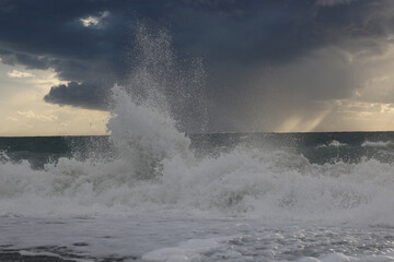 Rough waves of the Black Sea in Abkhazia
