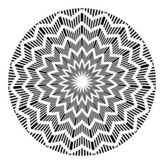 Abstract decorative geometric zig zag circle pattern.