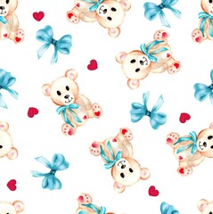 Pattern Cute Bear watercolor handraw Kids