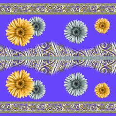 digital textile design yellow flower