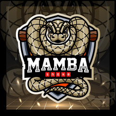 Black mamba snake mascot. esport logo design - obrazy, fototapety, plakaty