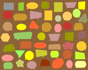 Set of speak bubble text, chatting box, message box outline cartoon vector illustration design. Balloon doodle style of thinking sign symbol.