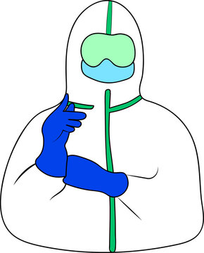 Doctor In Safety Protective Suit And Mask, Coronavirus Protection Isolatec Vector