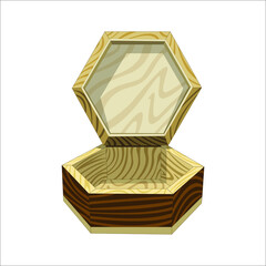 Vintage wooden jewelry box. Isolated on white background. Vector illustration.