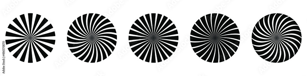 Poster set of sunburst element. radial stripes. collection of ray. vector design element.
