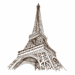 Eiffel Tower sketch drawing. Paris,France vector illustration 