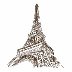 Foto op Canvas Eiffel Tower sketch drawing. Paris,France vector illustration  © romanya