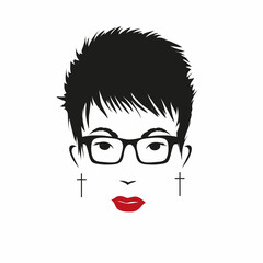 Short haircut. Fashion silhouette woman style, vector illustration 