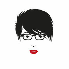Short haircut. Fashion silhouette woman style, vector illustration 