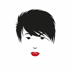 Short haircut. Fashion silhouette woman style, vector illustration 