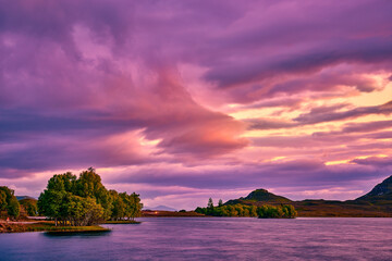 sunset over the lake