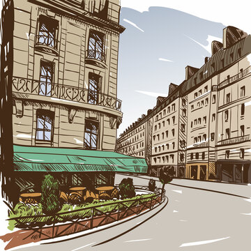 Paris City hand drawn, vector illustration