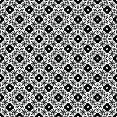 Black and white seamless pattern texture. Greyscale ornamental graphic design. Mosaic ornaments. Pattern template. Vector illustration. EPS10.