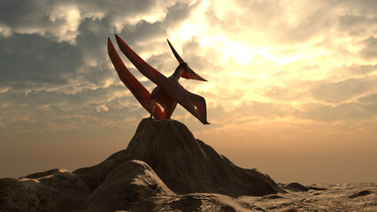 Pteranodon perched on a rock © anibal