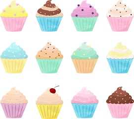 Set of cupcakes
