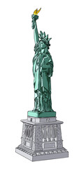 Fototapeta premium New York famous Statue of liberty sketch. Hand drawing style, line hatching stroke. Symbol of freedom and United States Declaration of Independence. Vector.