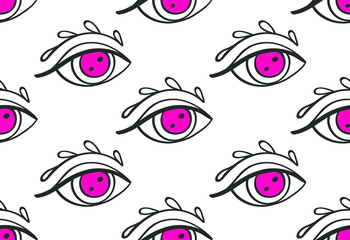 Abstract Eye Pattern. Seamless pattern in the style of psychedelic eyes.
