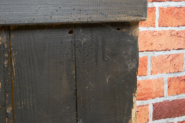 doors made of old boards, damaged by worms