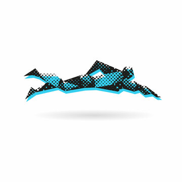 Swimmer abstract isolated on a white background, vector illustration