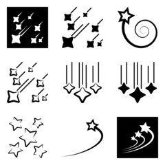 Starfall Flat Icon Set Isolated On White Background