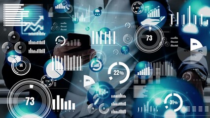 Data Analysis for Business and Finance conceptual . Graphic interface showing future computer...