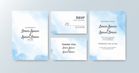 Wedding invitation with abstract watercolor background.