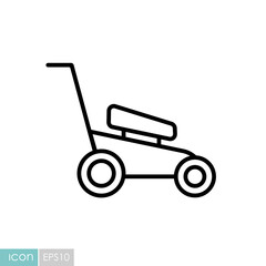 Lawn mower vector icon. Gardening grass-cutter