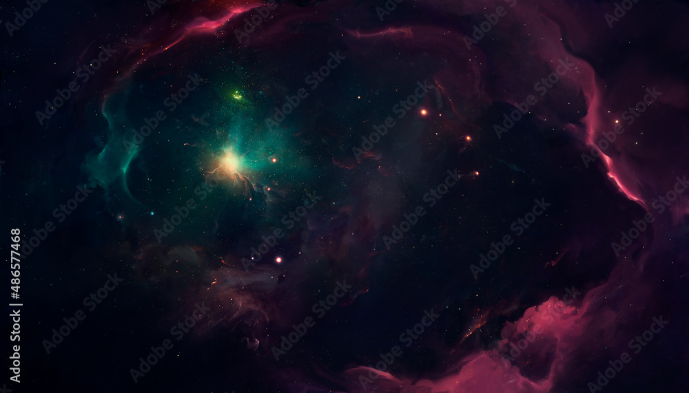 Poster nebula on a background of outer space