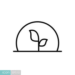 Greenhouse with green plants inside vector icon