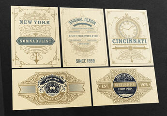 Set of 5 Vintage Labels for Packing