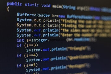 Programming code on a screen.