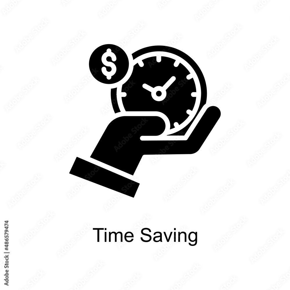Aufkleber Time Saving vector Solid icon for web isolated on white background EPS 10 file