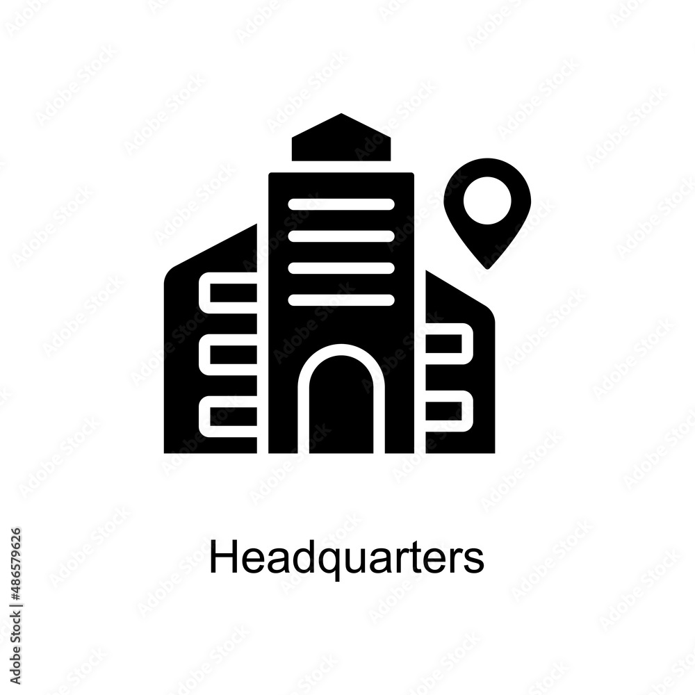 Aufkleber headquarters vector solid icon for web isolated on white background eps 10 file