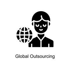 Global Outsourcing vector Solid icon for web isolated on white background EPS 10 file