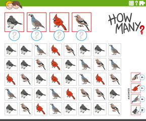 how many cartoon birds animal characters counting game