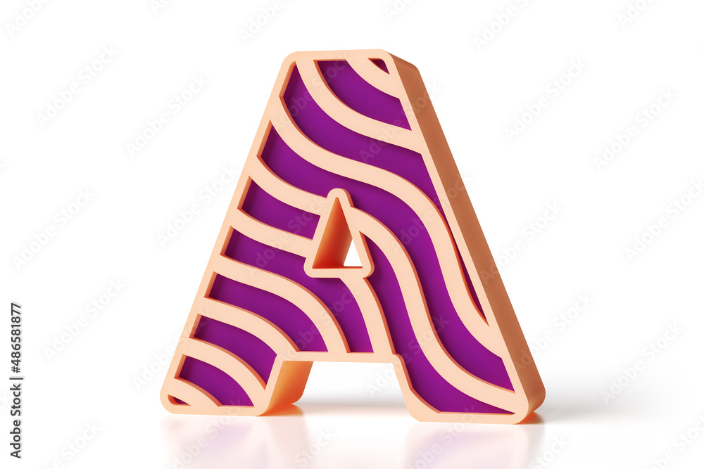 Poster wavy font letter a in 3d. great graphic resource for text compositions for headers, posters, adverti