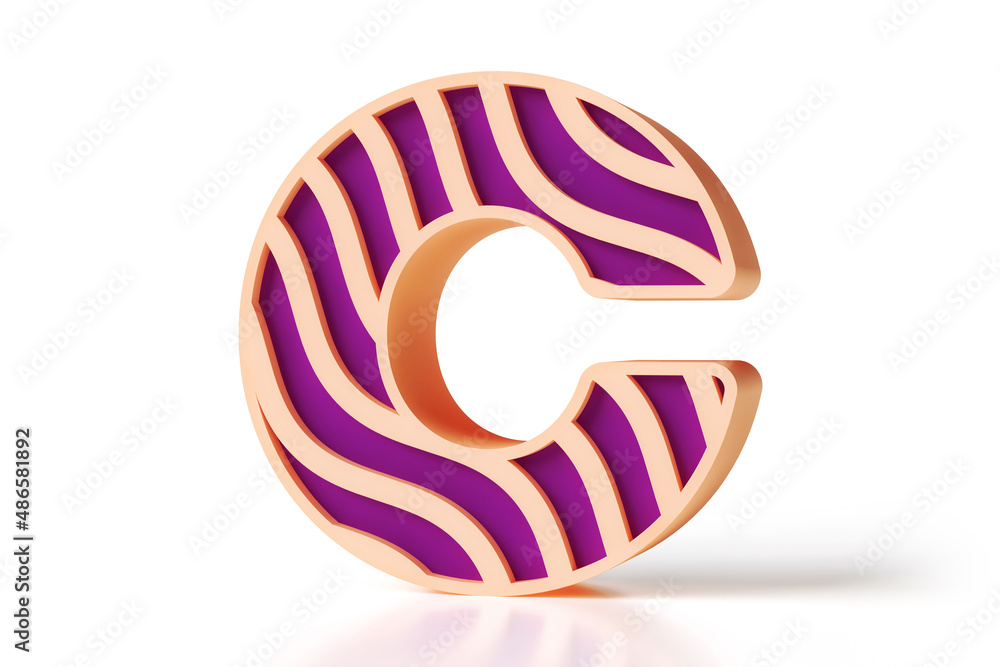Fototapete 3d striped typescript. letter c suitable for designing concepts such as party posters, greetings, ad
