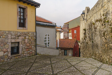 Streets and buildings of the tourist town of Llanes, in Asturias, Spain. 