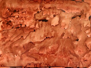 Abstract brown paint background. Abstract paint grunge background. Abstract brown paint stains on paper.