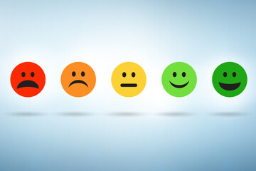 Illustration of customer feedback with faces