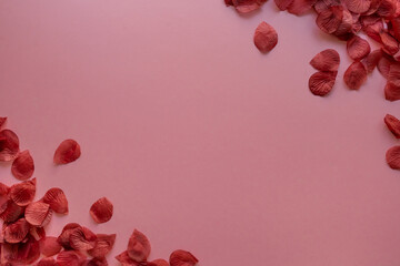 Valentine's day card background with rose petals | Top View