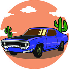 Obraz na płótnie Canvas vintage style cars cartoon concept template for t shirt design 13