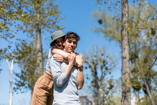 Cute Hugged Young Couple in Love 
