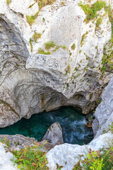 Soča Valley-Great Canyon,  Soča River cuts deep into limestone rocks, Slovenia
