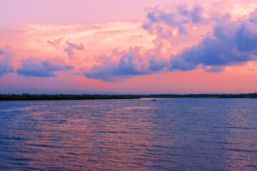 sunset over the lake